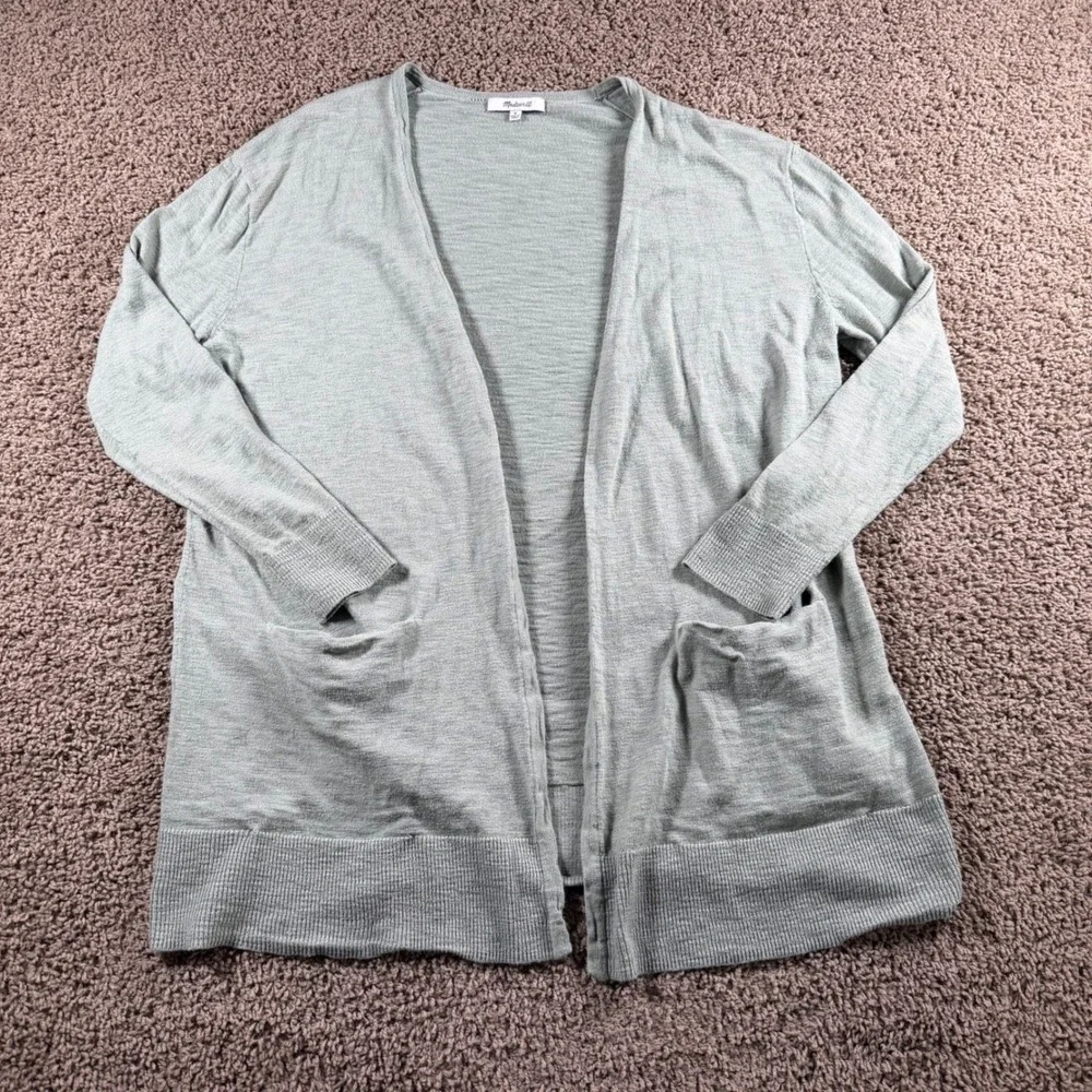 Madewell heathered Cardigan Sweater sage Green Medium Long Sleeve Open‎ Front